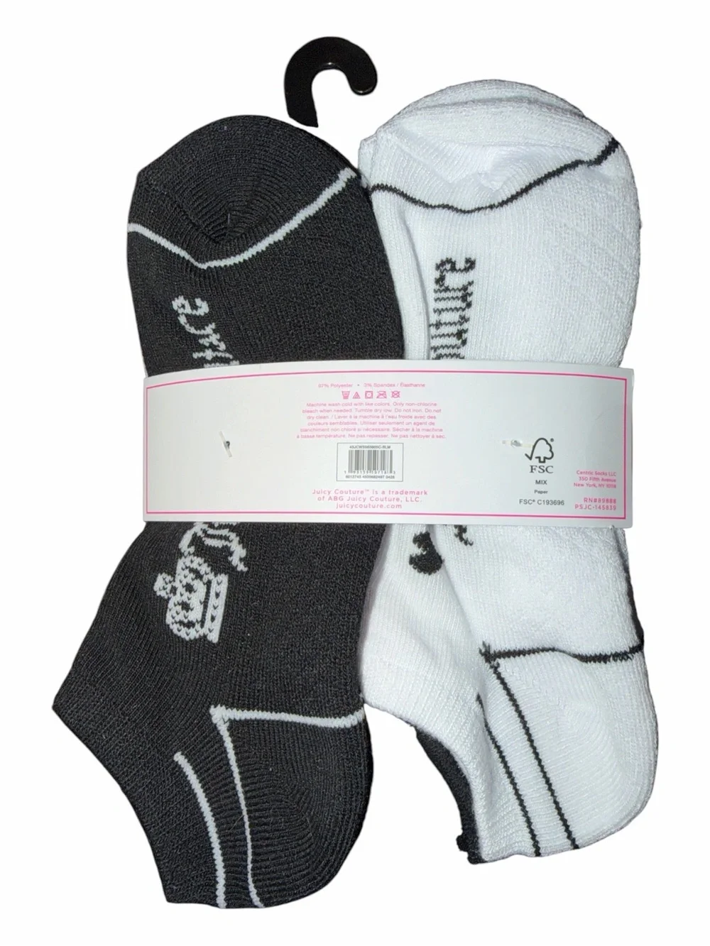 NWT Juicy Couture Sport Cushioned No Show Socks 8 Pack Dark Gray Pink White